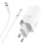 Kép 5/5 - HOCO hálózati töltő adapter 2xType-C + USB bemenettel + Type-C – Type-C kábellel – 65W – HOCO N16 GaN Fast Charging PD3.0 + QC3.0 – white