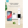 Kép 2/5 - Devia Qi univerzális vezeték nélküli töltő állomás – 18W – Devia V.2 3in1 Wireless Charger for Smartphone + Apple Watch + Earphone – white
