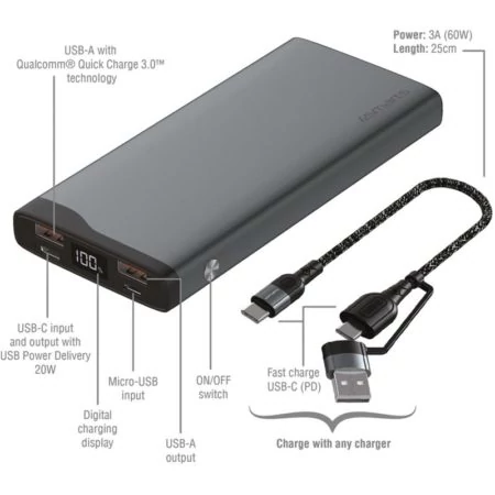4smarts Volthub Pro 20W/22,5W 10000mAh, GUNMETAL Külső akkumulátor / Power bank