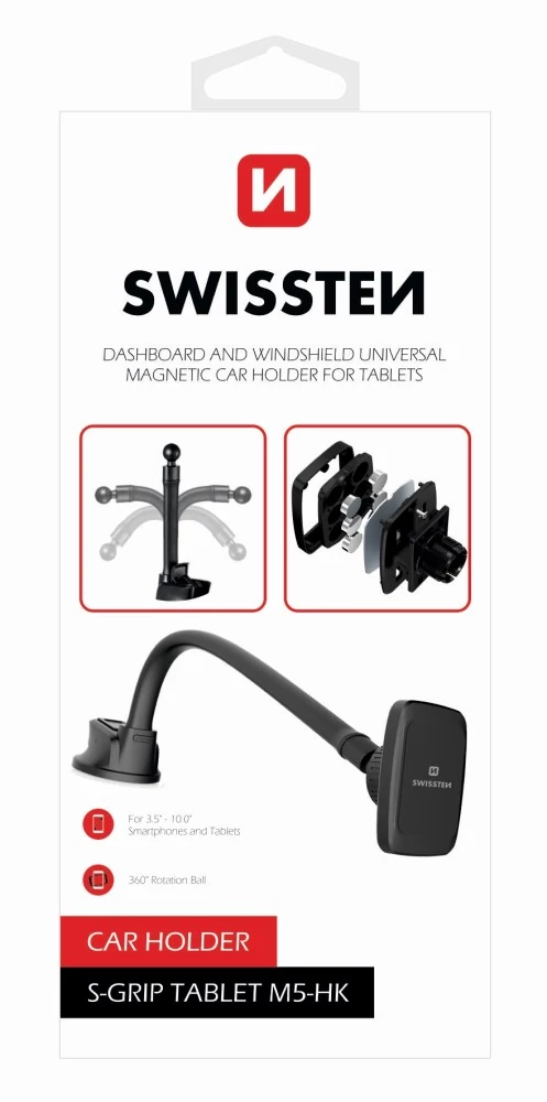 Swissten (M5-HK) mágneses autós tartó műszerfalra, szélvédőre