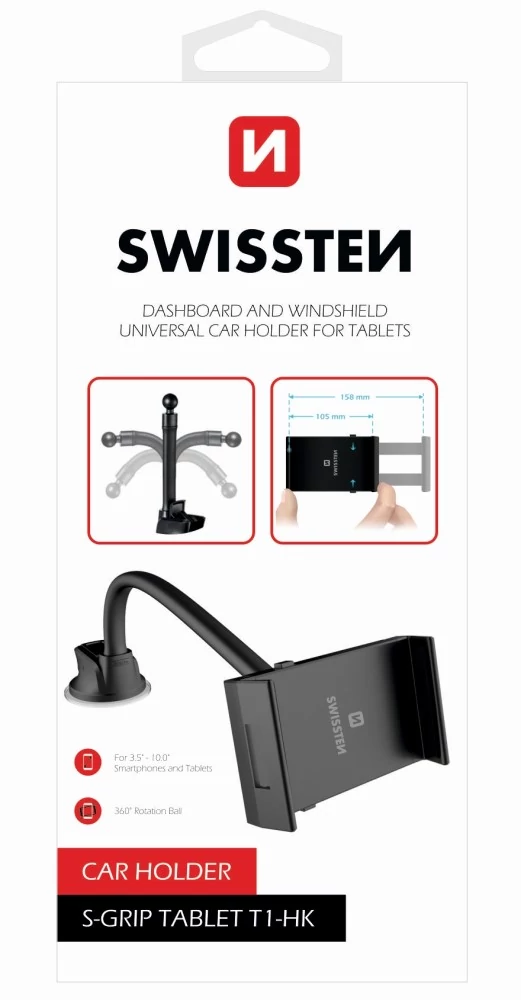 Swissten (T1-HK) autós tablet tartó műszerfalra, szélvédőre