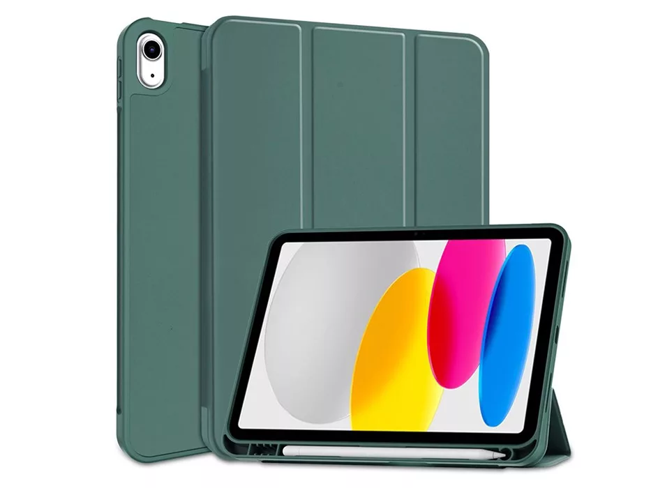 APPLE IPAD 10.9 (2022) TABLET TOK (SMART CASE) ON/OFF FUNKCIÓVAL, APPLE PENCIL TARTÓVAL - CACTUS GRE