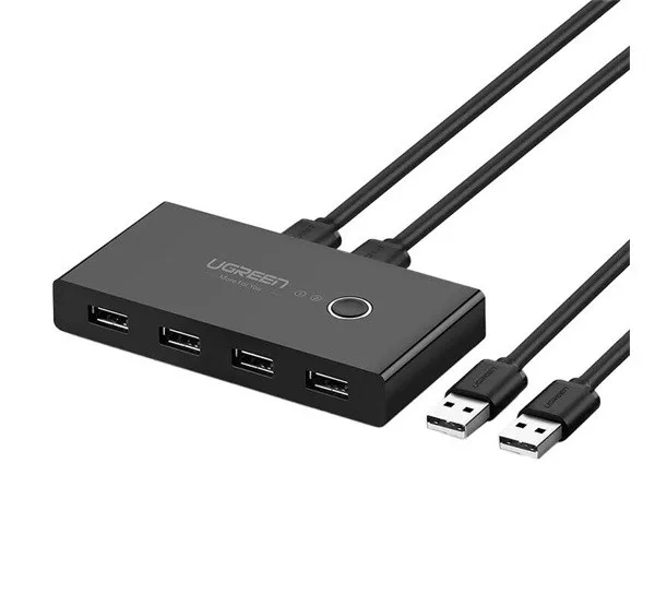 Ugreen KVM USB switch, 2x4 USB2.0, fekete
