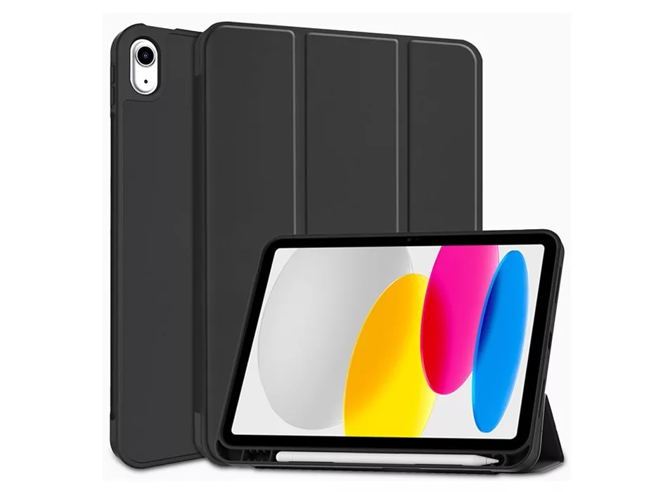 APPLE IPAD 10.9 (2022) TABLET TOK (SMART CASE) ON/OFF FUNKCIÓVAL, APPLE PENCIL TARTÓVAL - BLACK (ECO