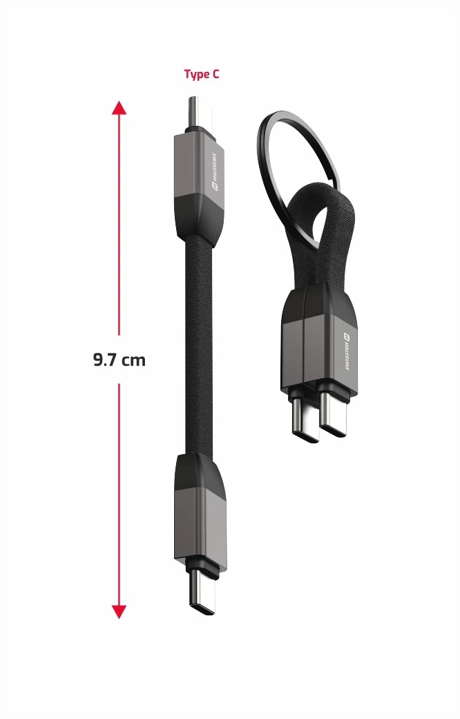 Swissten mágneses töltőkábel kulcstartó, USB-C/USB-C 9,7 cm