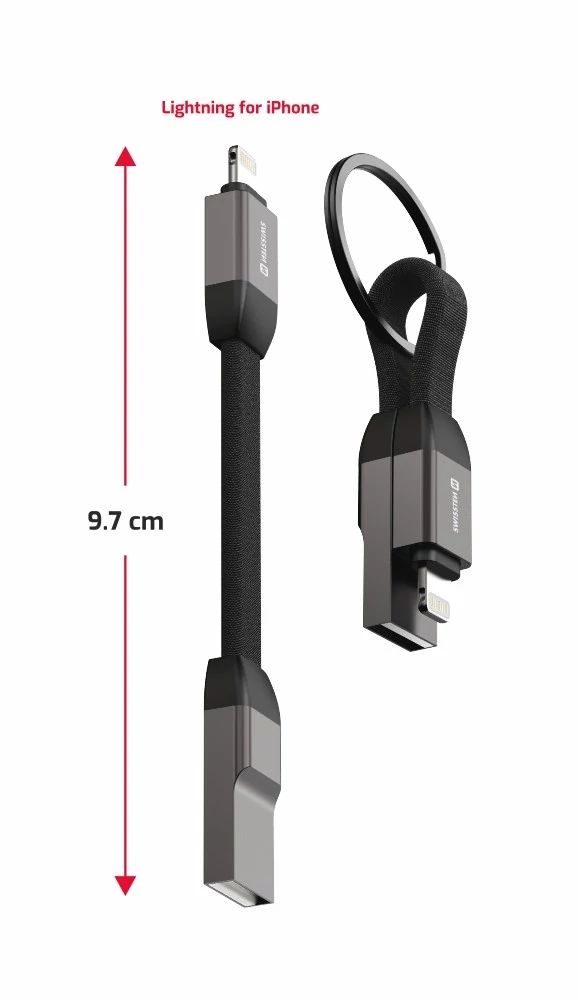 Swissten mágneses töltőkábel kulcstartó, USB-A/lightning 9,7 cm