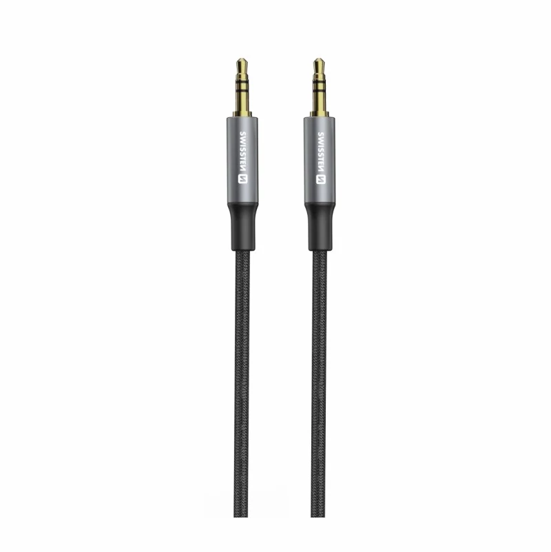 Swissten audio kábel, textil, JACK (male)/JACK (male), 1,5m, fekete