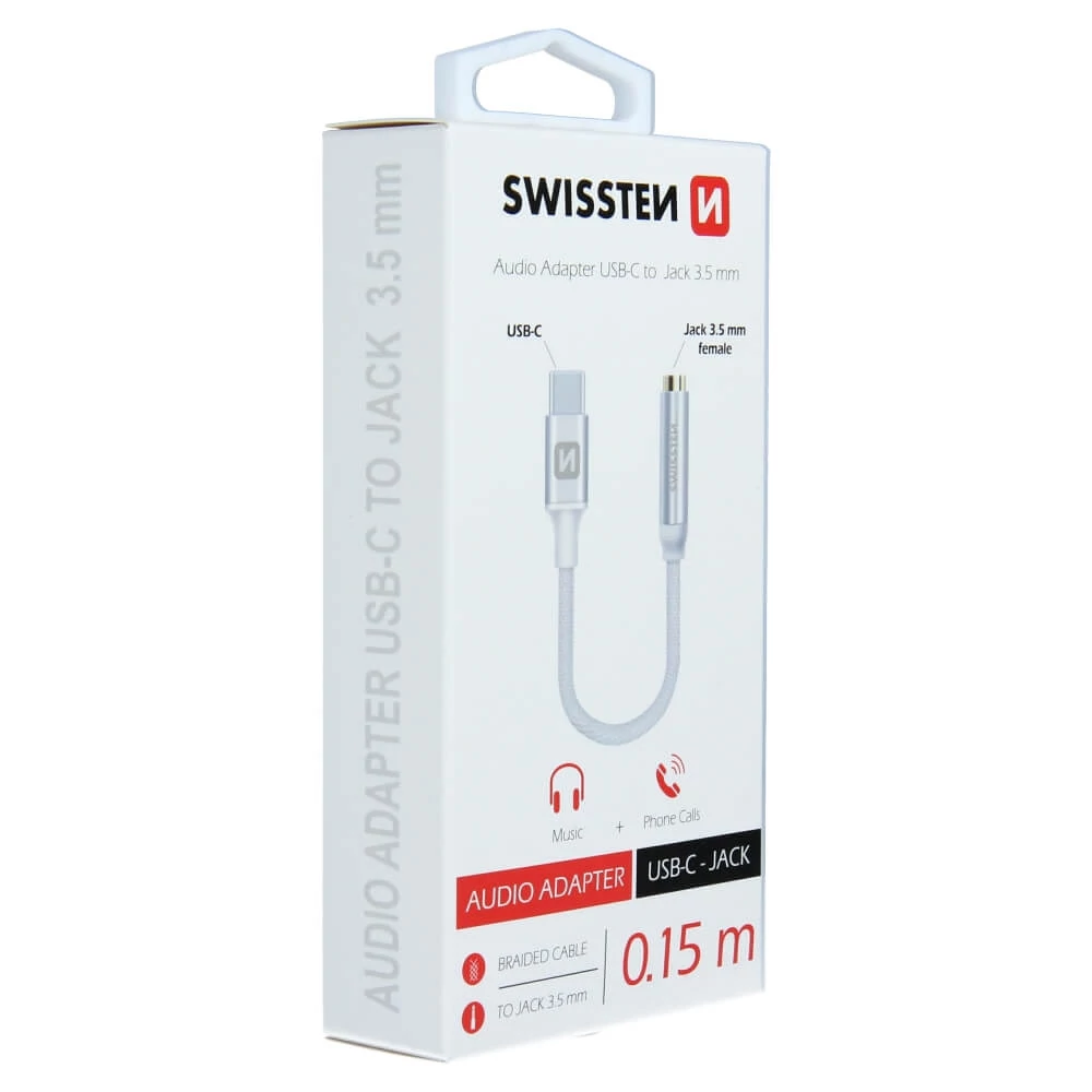 Swissten audio adapter Type-C - 3,5 mm Jack ezüst