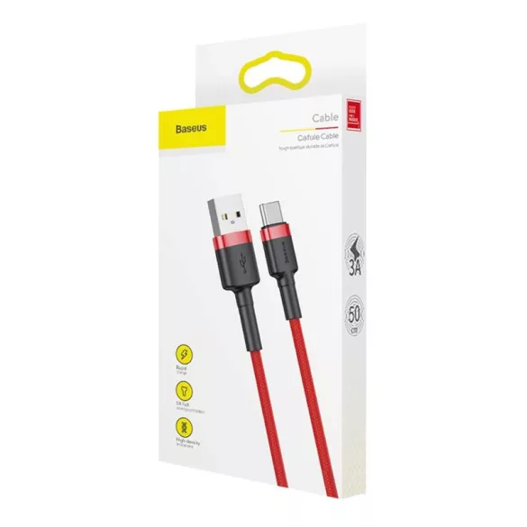 BASEUS CAFULE adatkábel (USB - Type-C, 3A, PD gyorstöltő 3.0, 50cm, cipőfűző), fekete