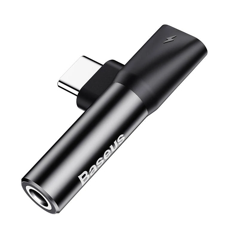 Baseus USB-C - Mini Jack 3,5 mm + USB-C audioadapter, fekete
