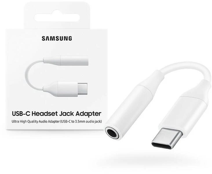 Samsung gyári Type-C - 3,5 mm jack átalakító adapter - fehér