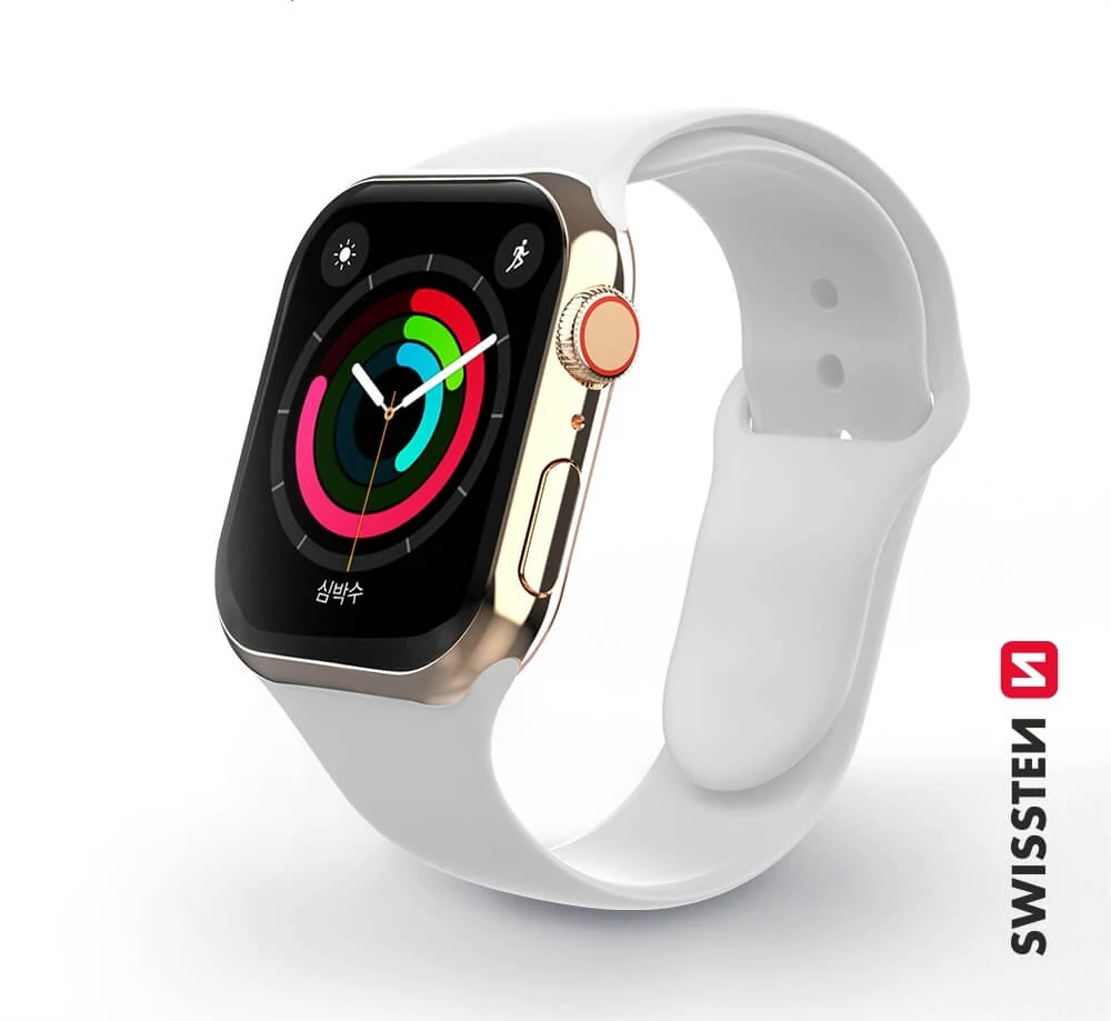Swissten Apple Watch szilikon szíj, 42-44 mm, fehér