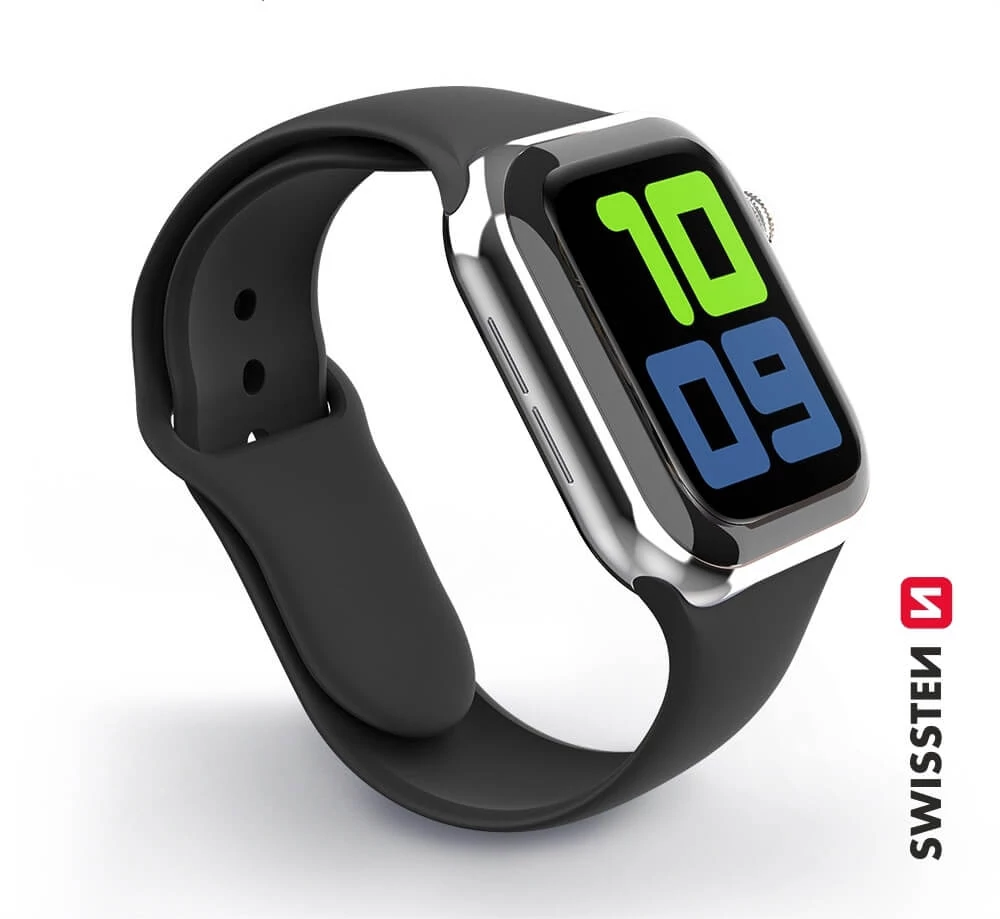 Swissten Apple Watch szilikon szíj, 38-40 mm, fekete