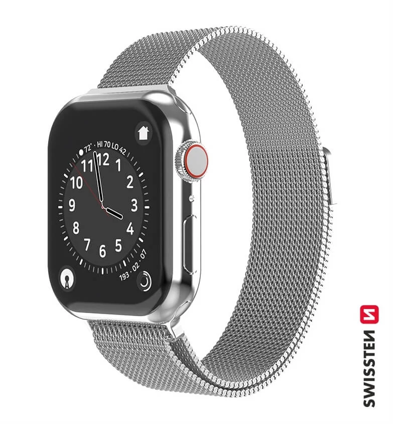 Swissten Apple Watch milánói szíj, 42-44 mm, ezüst
