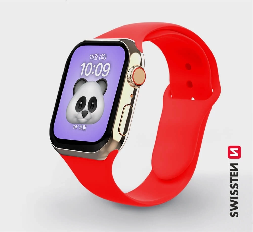Swissten Apple Watch szilikon szíj, 42-44 mm, piros