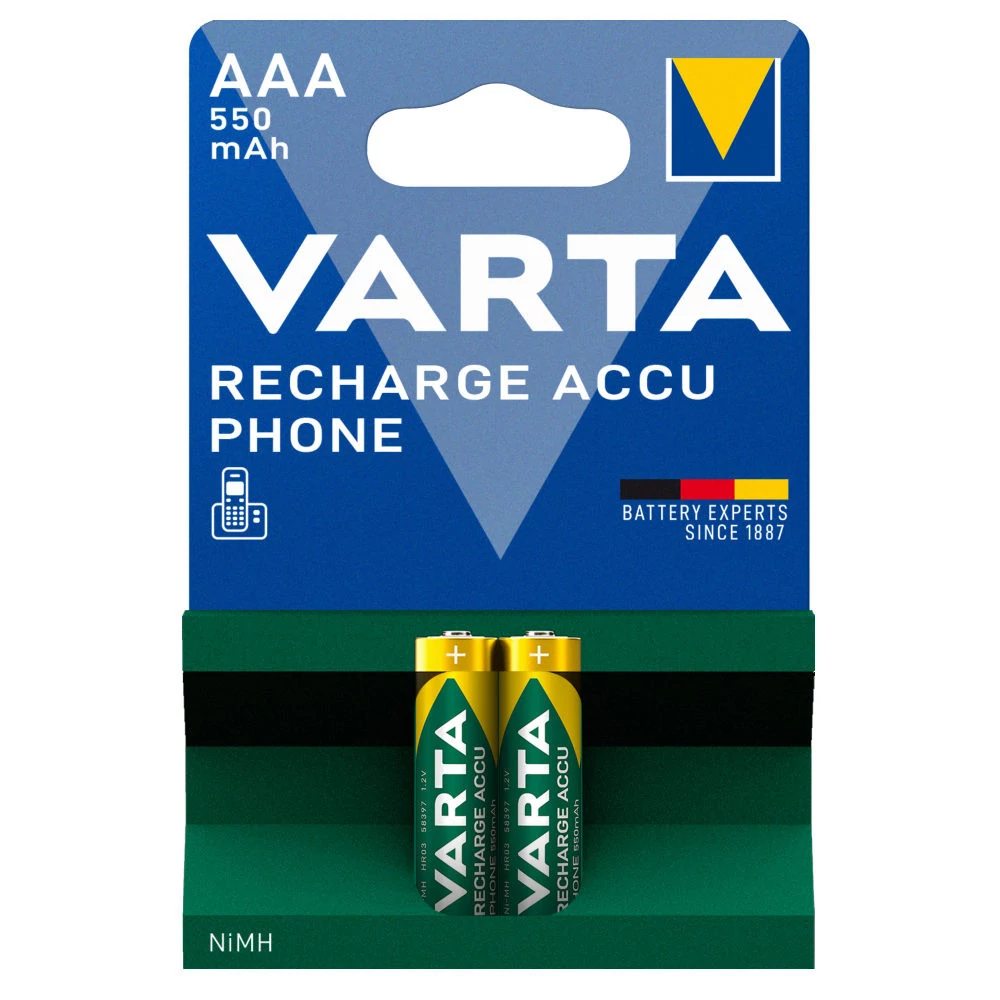 VARTA AAA, NiMH akkumulátor, mini ceruza, 550 mAh kapacitás, (2 db/cs)