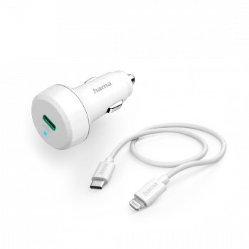 AUTÓS TÖLTŐ (PD) + LIGHTNING - USB TYPE-C ADATKÁBEL, 3A, 20W