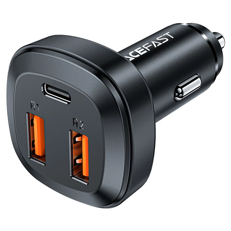 Autós töltő Acefast B9, 66 W, 2x USB + USB-C, fekete