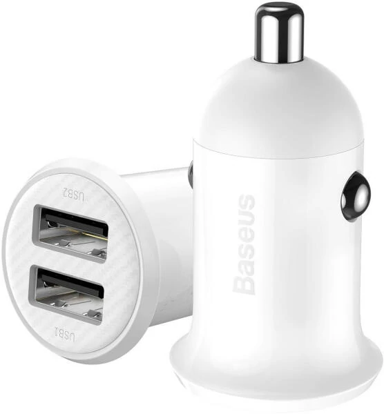 BASEUS GRAIN PRO autós töltő 2 USB aljzat (5V / 4800mA, 24W, gyorstöltés támogatás) FEHÉR