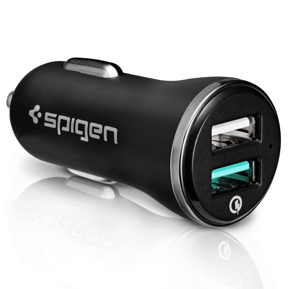 SPIGEN ESSENTIAL F270QC QUICK CHARGE 3.0 AUTÓS TÖLTŐ ADAPTER, 2XUSB, FEKETE