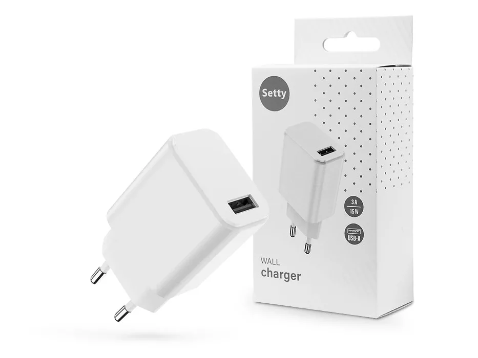Setty USB hálózati töltő adapter 15W fehér