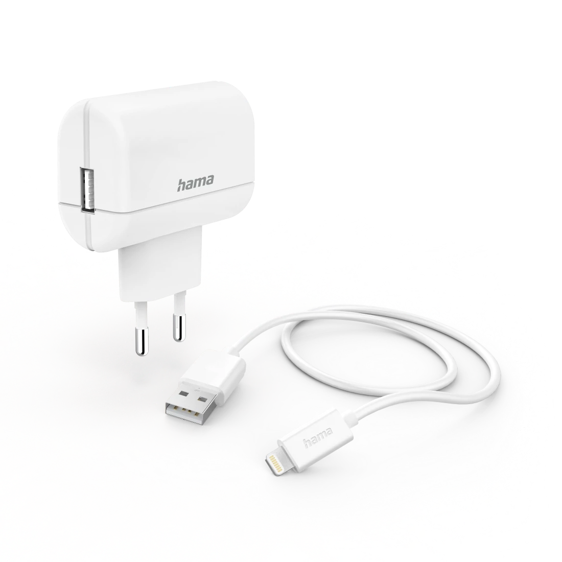 HÁLÓZATI TÖLTŐ, USB,12W, 2.4A + LIGHTNING - USB ADATKÁBEL
