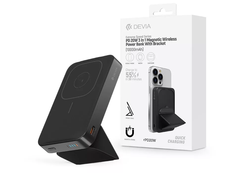 Devia Extreme Speed Series 20W 10.000 mAh (magsafe) FEKETE Külső akkumulátor / Power bank
