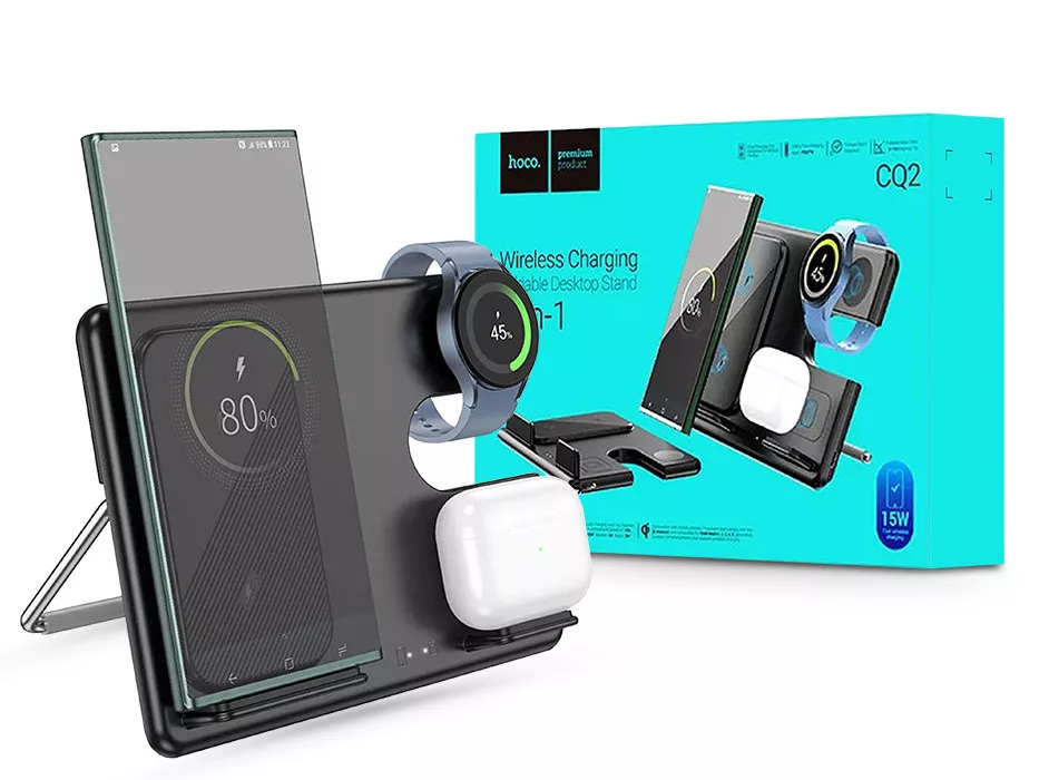 HOCO QI UNIVERZÁLIS VEZETÉK NÉLKÜLI TÖLTŐ ÁLLOMÁS SAMSUNG WATCH ÓRÁHOZ - HOCO CQ2 3IN1 WIRELESS CHAR