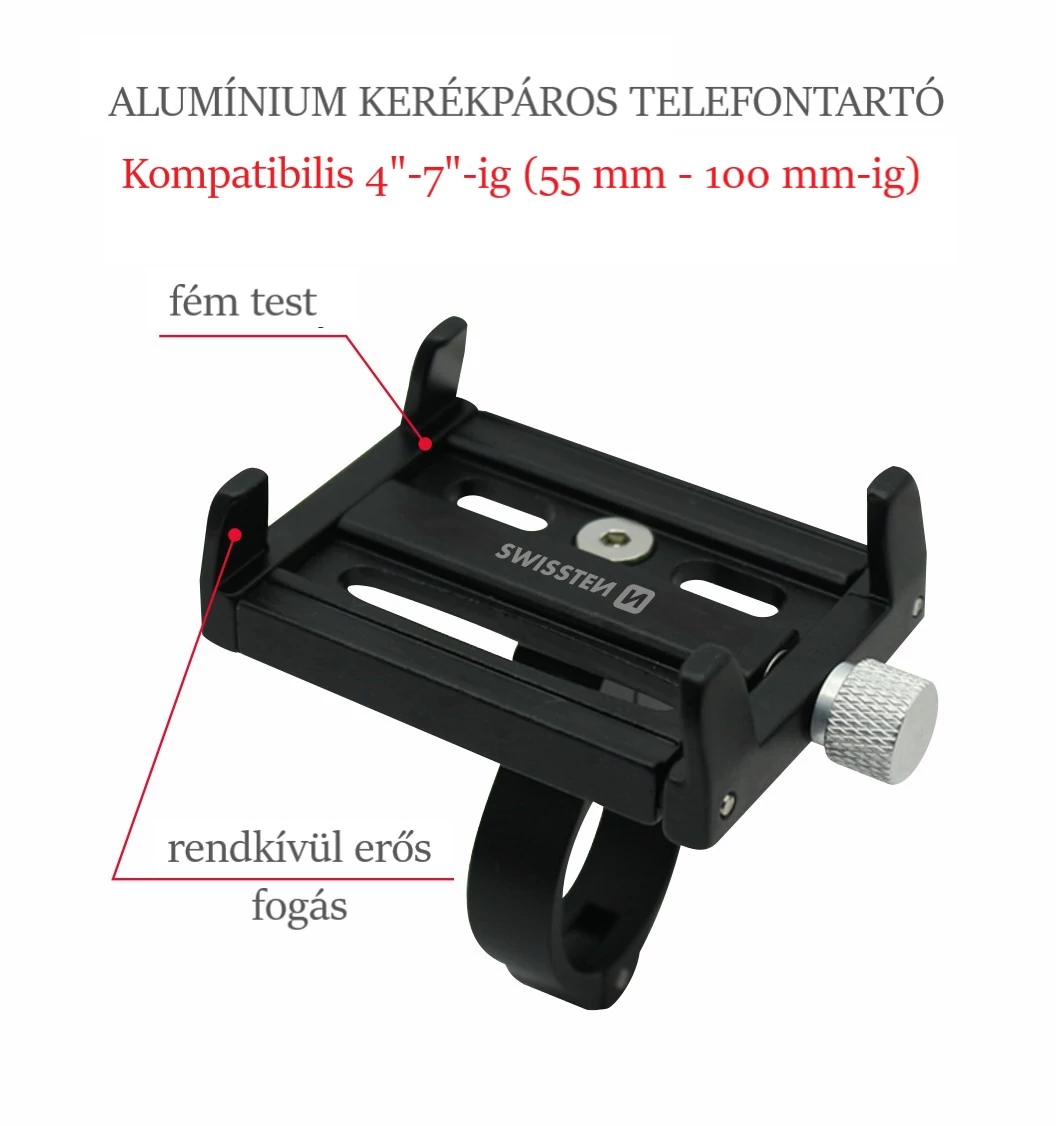 Swissten (BC2) alumínium kerékpáros telefontartó
