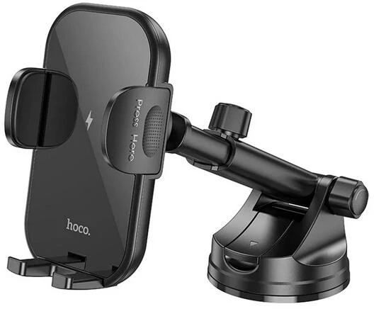 Hoco HW5 wireless autós tartó 15W, fekete szévédőre / műszerfalra