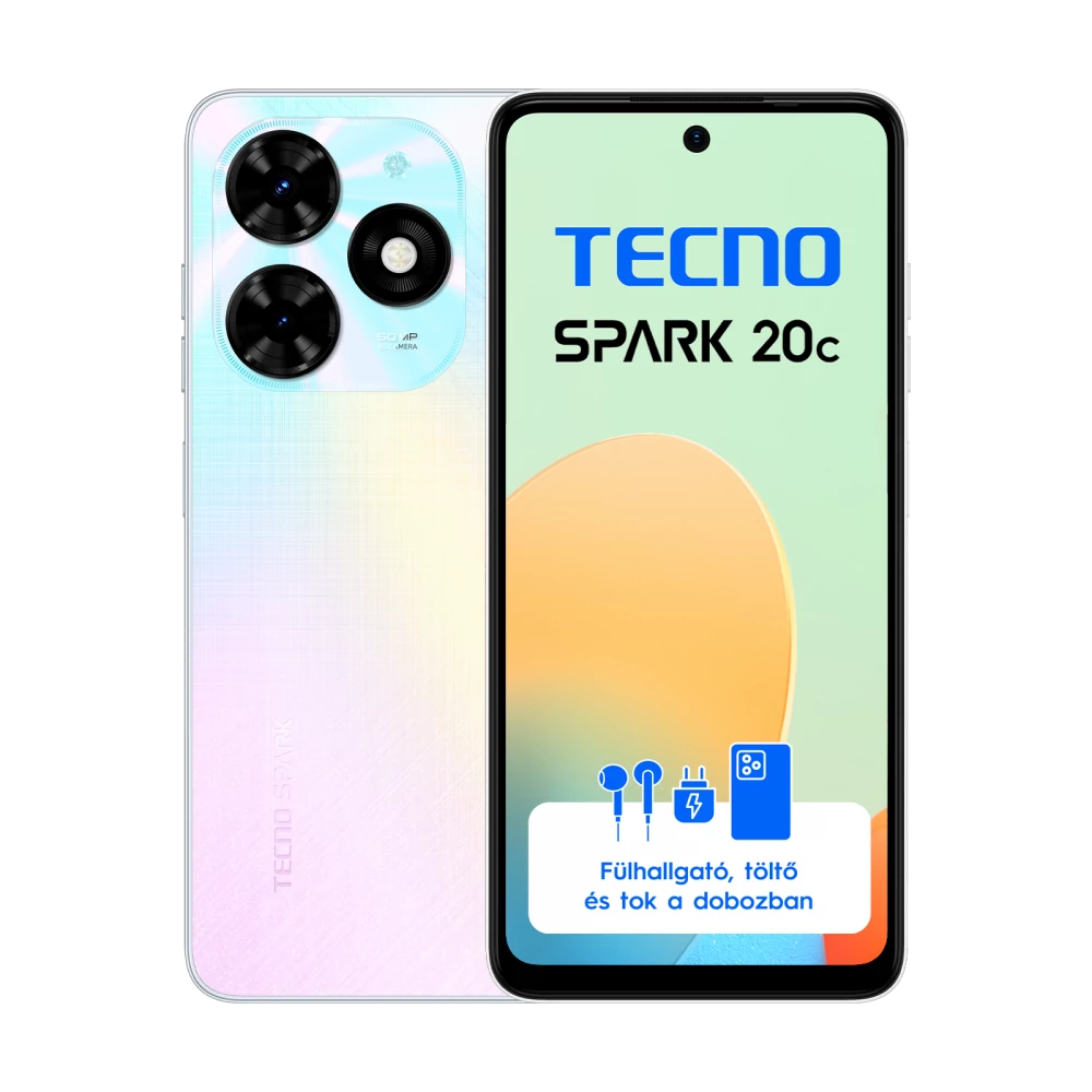 Tecno Spark 20C 4/128 Mystery White (Android 13) mobiltelefon / okostelefon
