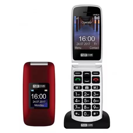Maxcom MM824 kártyafüggetlen mobiltelefon, extra nagy gombokkal, vészhívóval piros magyar