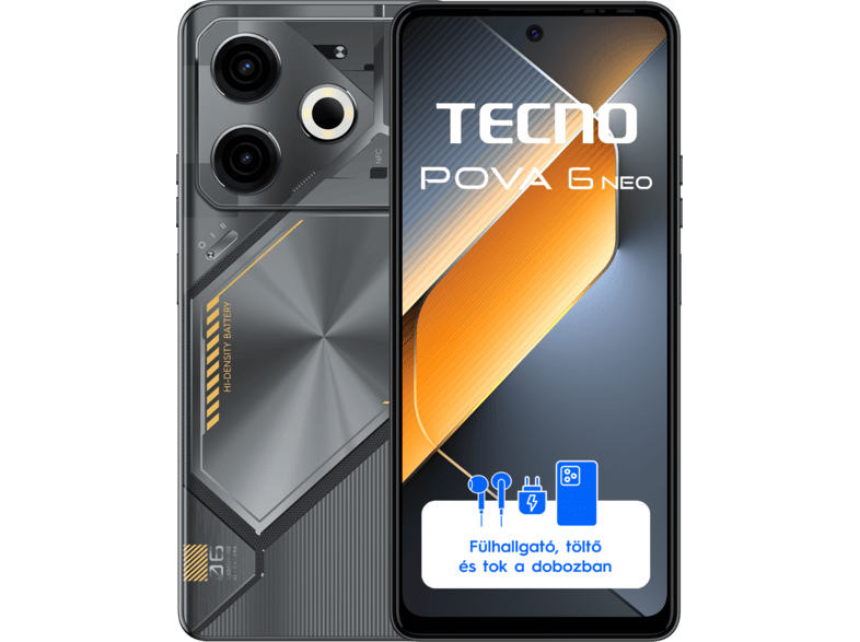 Tecno Pova 6 Neo 8/256 fekete (Android 14) mobiltelefon / okostelefon