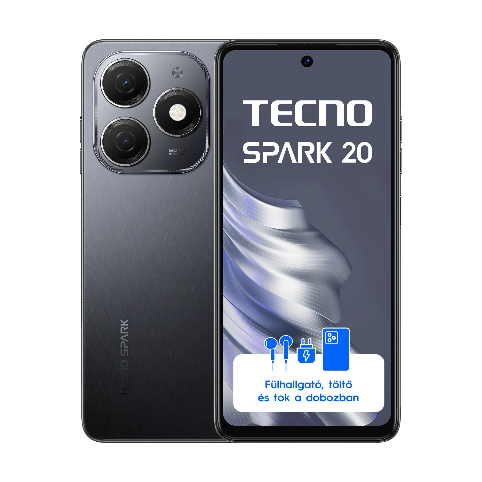Tecno Spark 20 8/256 Gravity Black (Android 13) mobiltelefon / okostelefon