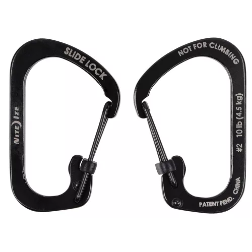 Nite Ize SlideLock karabiner #2 méret, fekete (CSL2-01-R6)