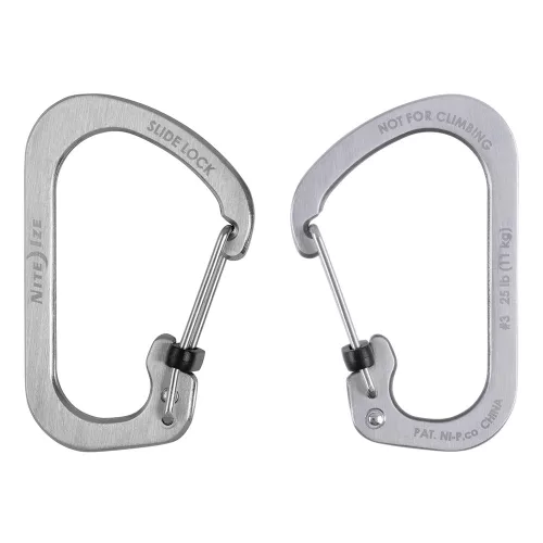 Nite Ize SlideLock karabiner #3 méret, fémszínű
