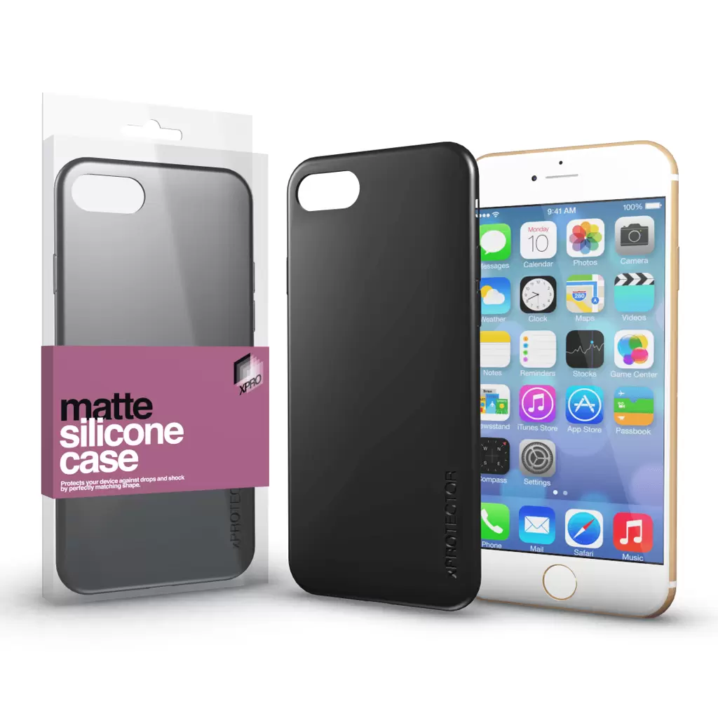 Szilikon matte tok ultra vékony fekete, Apple Iphone 7/8
