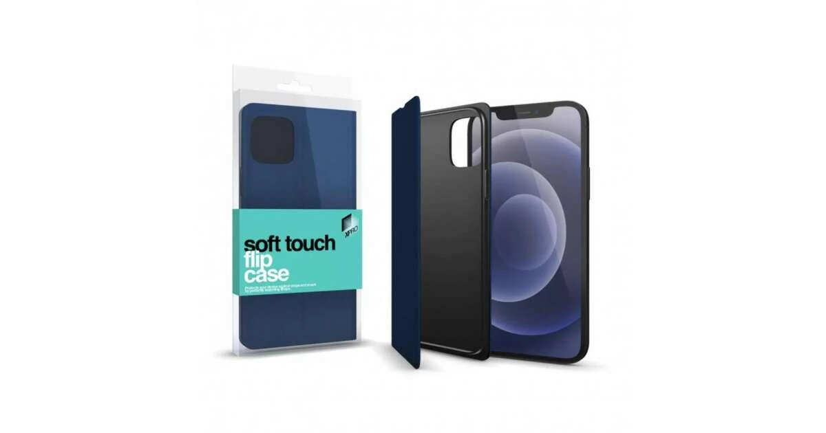 Soft Touch Flip Case sötétkék Apple iPhone 12 / 12 Pro készülékhez