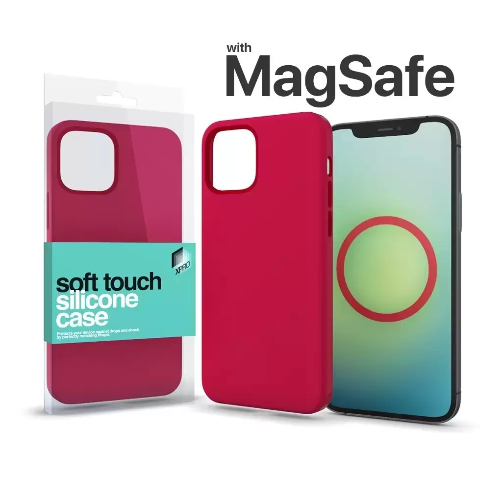 MagSafe rögzítésű Soft Touch Szilikon tok Apple Iphone 15 Pro készülékhez - piros