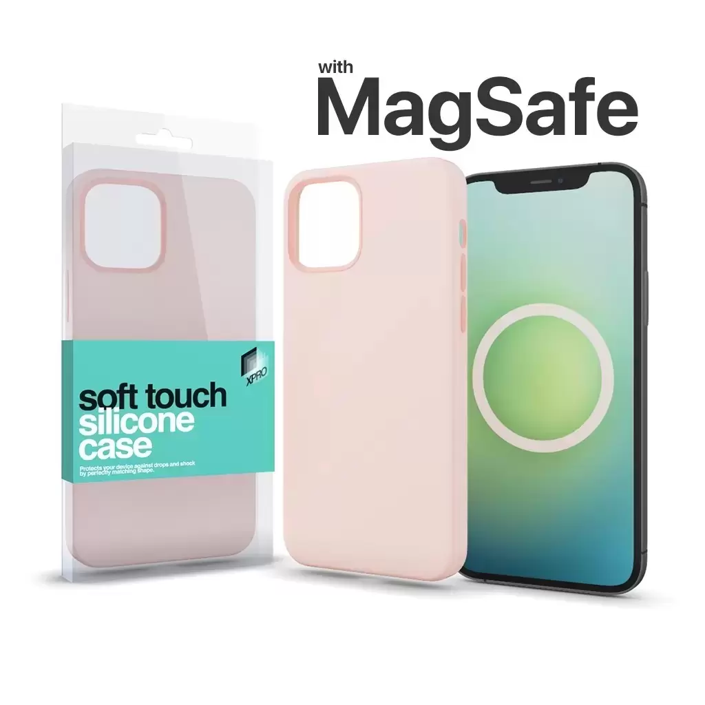 MagSafe rögzítésű Soft Touch Szilikon tok Apple Iphone 15 Pro Max készülékhez - krétarózsaszín