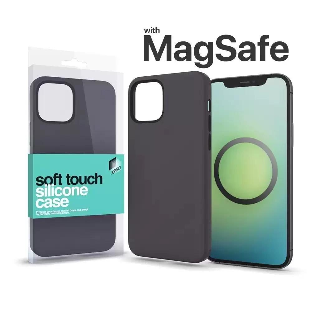 MagSafe rögzítésű Soft Touch Szilikon tok Apple Iphone 15 Pro Max készülékhez - éjfekete