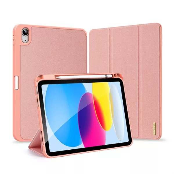DUX DUCIS DOMO tok álló, bőr hatású Apple IPAD 11 (2025) RÓZSASZÍN