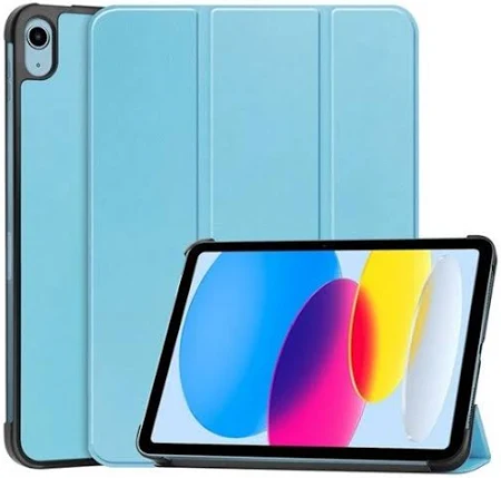 Tok álló, bőr hatású (aktív FLIP, oldalra nyíló, TRIFOLD, asztali tartó) VILÁGOSKÉK - Apple IPAD 11