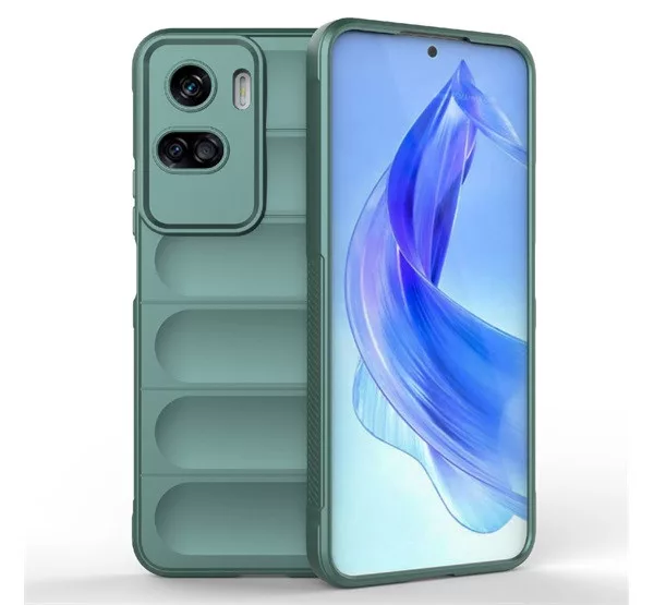 Szilikon telefonvédő (közepesen ütésálló, kamera védelem, 3D minta) SÖTÉTZÖLDHonor 90 5G