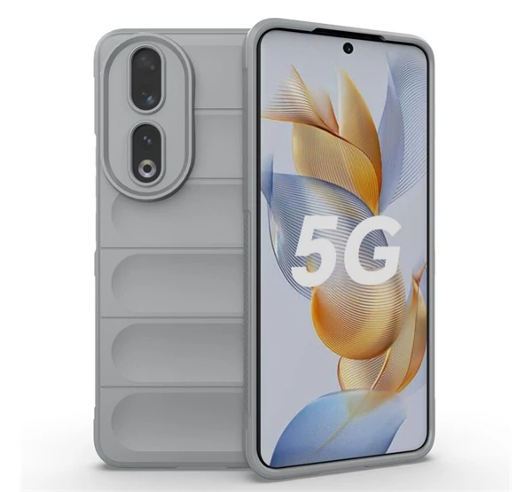 Szilikon telefonvédő (közepesen ütésálló, kamera védelem, 3D minta) VILÁGOSSZÜRKEHonor 90 5G