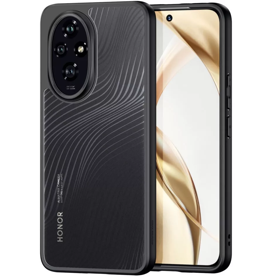 DUX DUCIS AIMO Honor 90 szilikon telefonvédő (ütésállóság, kameravédő, matt, hullám) FEKETE
