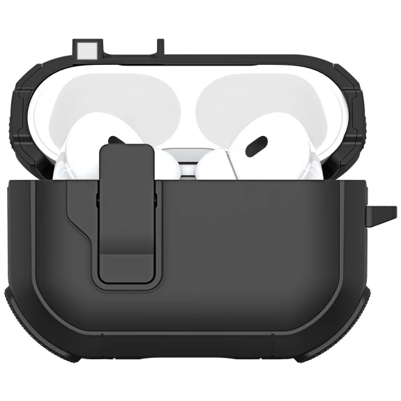 DUX DUCIS PECO műanyag tok (erős ütésállóság + karabíner) FEKETE Apple AirPods Pro 2