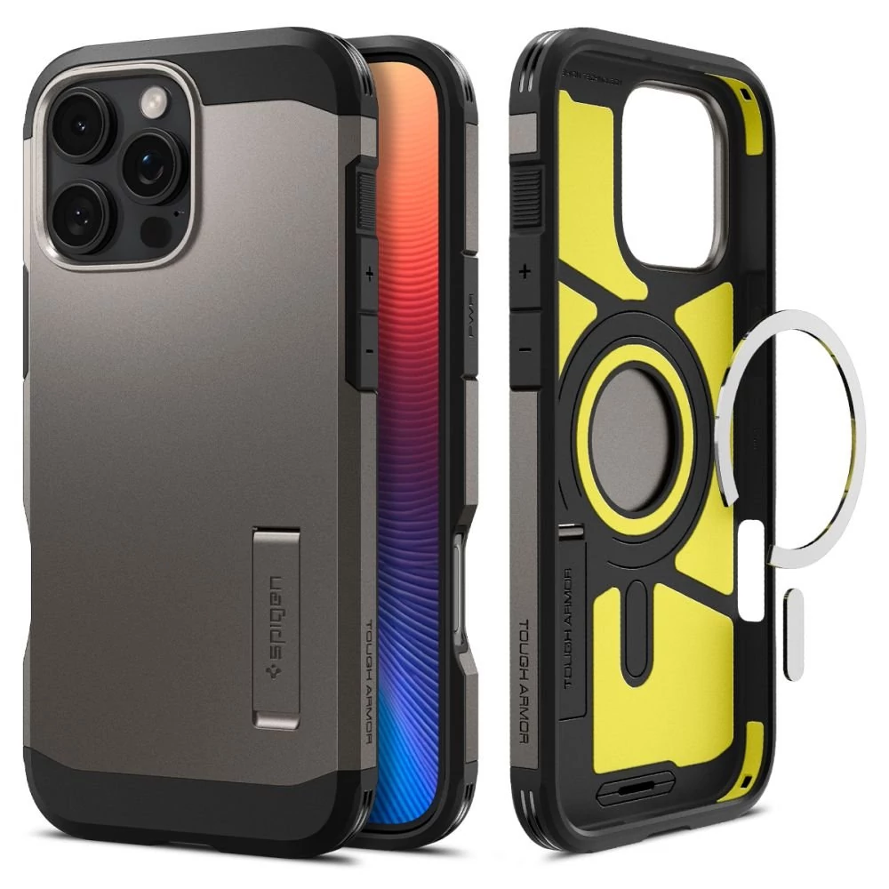 SPIGEN TOUGH ARMOR MAG Apple iPhone 16 Pro műanyag telefonvédő (ütésállóság, MagSafe) FEKETE