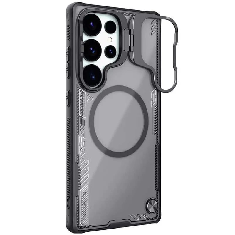 NILLKIN ICEBLADE PROP Samsung S25 Ultra szilikon telefonvédő (ütésállóság, kameravédő, kitámasztó)