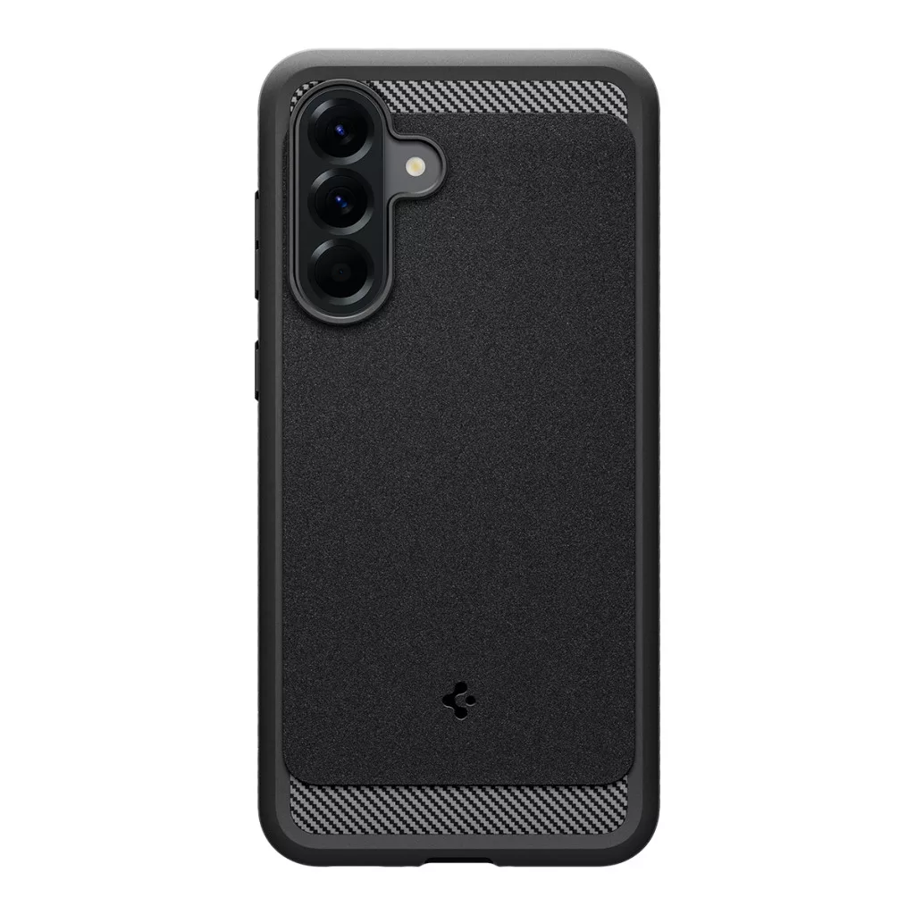SPIGEN RUGGED ARMOR szilikon tok (ütésállóság, légpárnás sarok, karbon minta) FEKETE Samsung A56